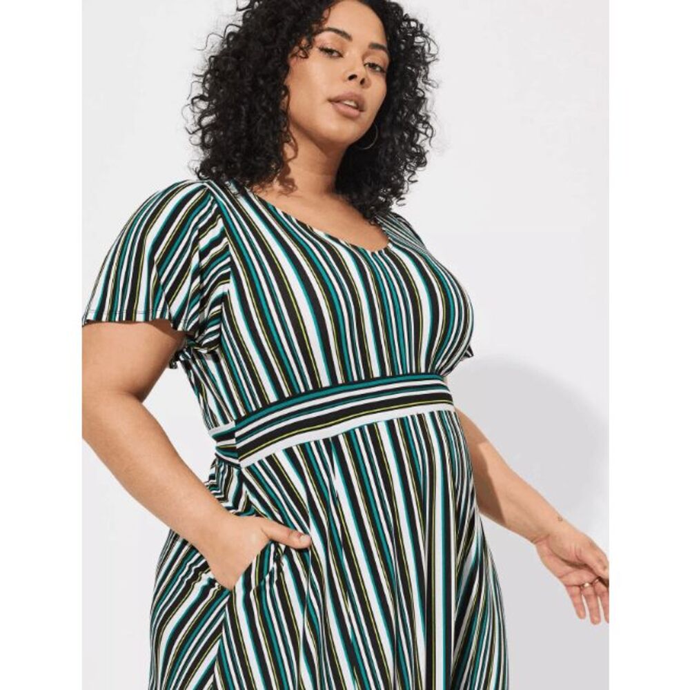 Torrid Midi Crepe Studio Knit Flutter Sleeve Dres… - image 4